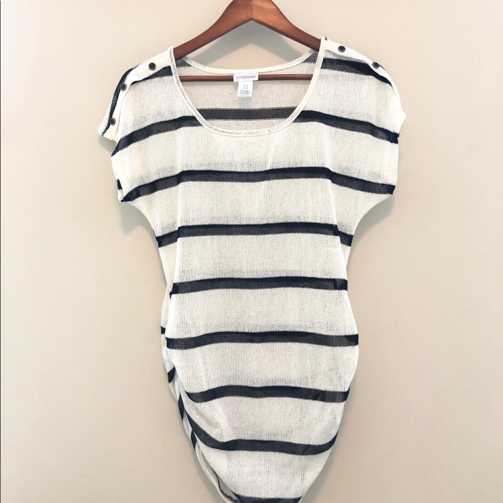 Motherhood Maternity Ivory and Black striped top